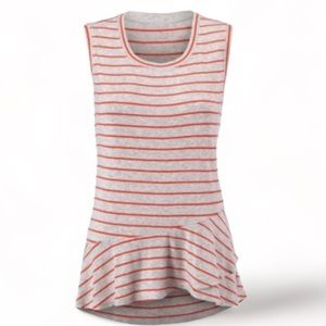 Cabi Ruffle Tank - Tangerine striped Crew neck with front Ruffle Size XS